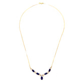 3.6ct Oval Sapphire and Round Diamond Claw Set Necklace in UK Hallmarked 9ct Yellow Gold